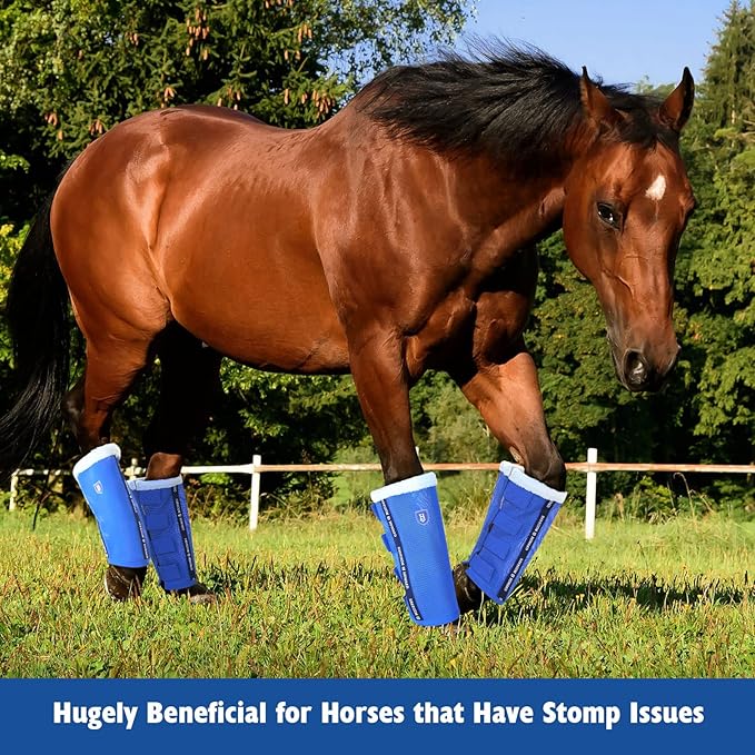 UV Protection Horse Leg Boots Breathable Mesh PVC Equine Guards Insect-Repellent Wraps Reduced Fatigue Equestrian Gear - Blue